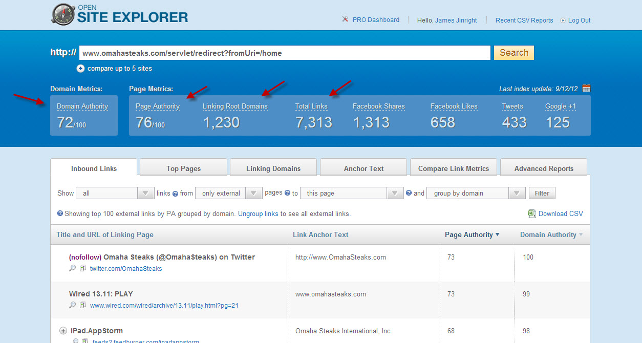 link building advice tool SEOmoz